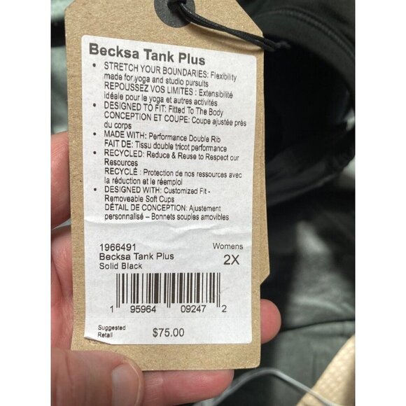 PrAna Becksa Crew Neck Tank Top 2xl Solid Black shelf bra NWT - Picture 5 of 5